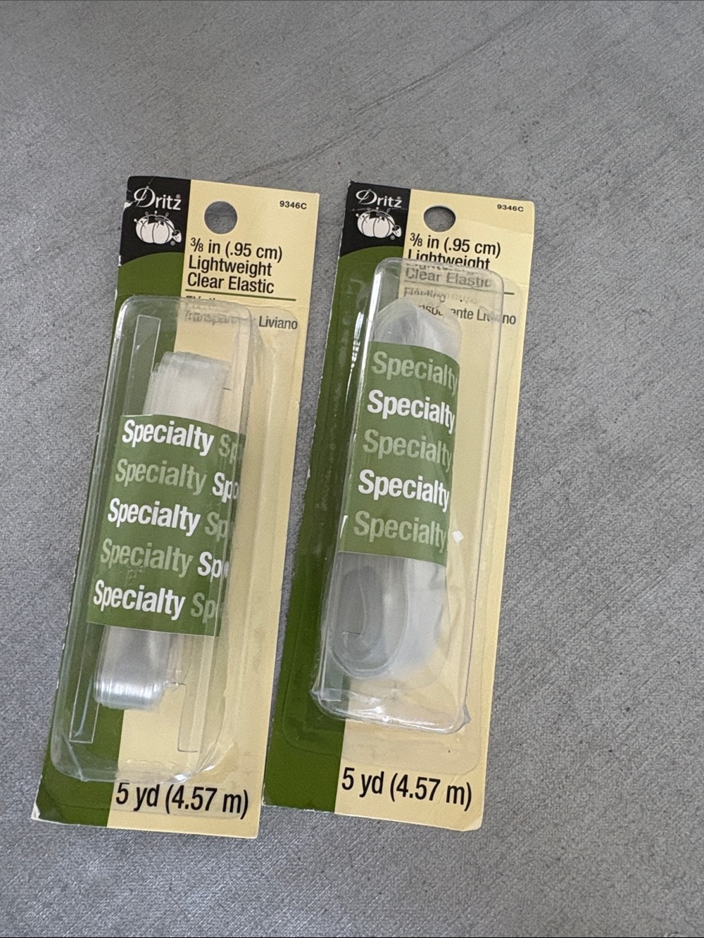2 packages of Clear Lightweight Elastic 3/8 in - Clear